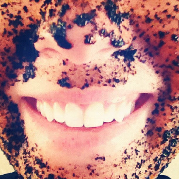 coffee grounds on face