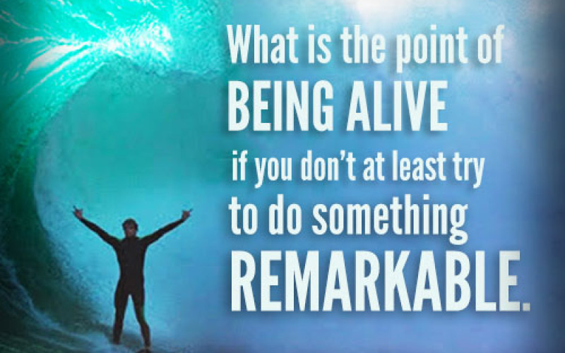 What is the point of being alive if you don’t at least try to do something remarkable.