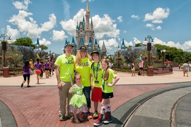 family at disneyland