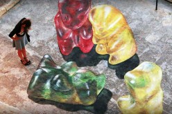 Sidewalk Paintings of HUGE Gummy Bears Come To Life When Viewed From Above